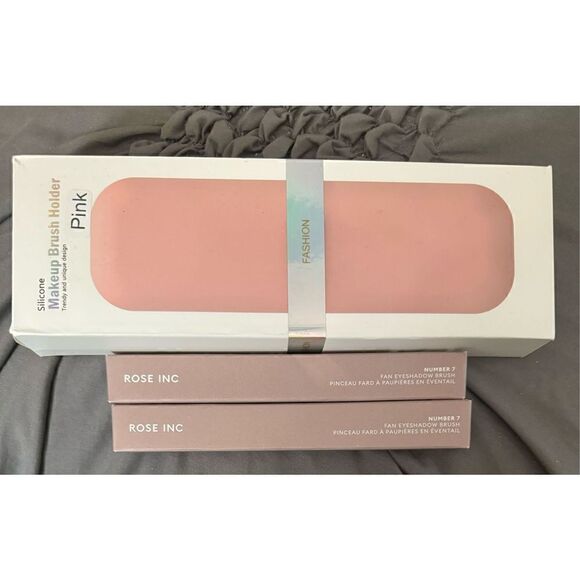Silicone Makeup Brush Holder Travel Cosmetic Bag/ROSE INC Fan Eyeshadow Brushes - Picture 1 of 7